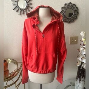 Athleta | Ascend Warm Up 1/4 Zip Hoodie Coral Sz XXS
